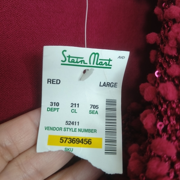 Gaby & Eden Red blouse-style sweater with fallen turtleneck with sequins size L - Picture 10 of 10